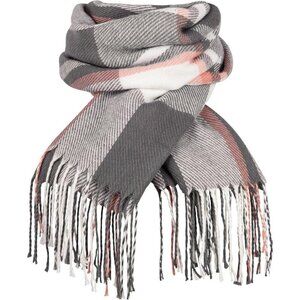 Women's Gray Beige Lattice Scarf Fashion Long Plaid Shawls Wraps Big Grid Winter